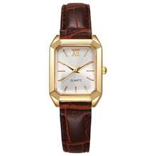 2pcs/Set Luxury Gold Square Women's Watch High End Leather Leisure Business Women's Watch Gifts For Women - Gold - View 8