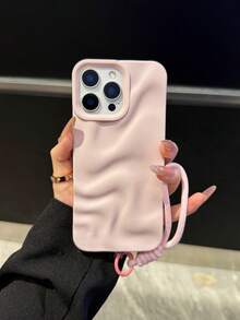 1pc Minimalist High-End Water Wave Pattern Phone Case + Lanyard Compatible With IPhone11, 11Pro, 11ProMax, 12, 12Pro, 12ProMax, 13, 13Pro, 13ProMax, 14, 14Pro, 14Plus, 14ProMax, 15, 15Pro, 15Plus, 16, 16Pro, 16ProMax, 16Plus/17/17Pro/17ProMax