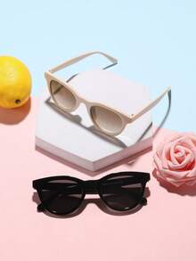 2 piezas Gafas de moda con marco redondo de acrílico para adolescentes de 12 a 16 años, adecuadas para salidas de vacaciones y vestimenta festiva. - Multicolor - Ver 6