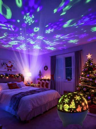 [Lámpara de bola mágica que cambia de color RGB] Bola de proyección de cielo estrellado LED, luz de ambiente festiva, iluminación para fiestas temáticas - Alimentada por USB, enchufe y listo, cambio de color multicolor, incluye temas de proyección "Sueños de una noche estrellada" y "Aventura navideña", adecuada para salas de estar del hogar, espacios para fiestas, entornos temáticos y decoración de habitaciones, creando sin esfuerzo un festín visual soñador y deslumbrante.