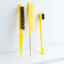 三件套梳子套装，包括细齿梳、眉刷和金属梳，适合居家和旅行使用，也是一份很棒的节日礼物。 - 彩色 - 查看 8