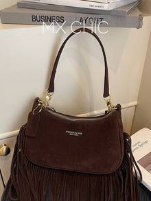 1 pezzo Borsa a spalla in pelle PU tinta unita per donna, borsa a tracolla versatile per pendolarismo, cinghia regolabile