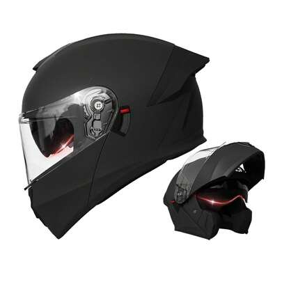 CASALIVA Casco Abatible Mica Para Moto Motocicleta Deportivo Dot Azul Oscuro Monocolor M