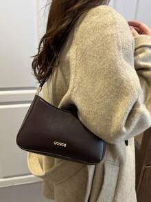 New Fashion Versatile Solid Color PU Waterproof Material Hardware Decoration Design Single-Shoulder Bag, Lady Elegant Wallet, Zipper Opening Single-Shoulder Bag, Business Commuting Bag, Suitable For Shopping. For Going Out To Parties, Festival Gifts