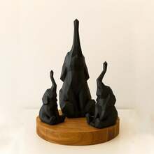 Kit Of 3 Decorative Elephants Family Geometric Modern For Living Room, Bedroom, Office, Creative Gift And Decoration - màu đen - Xem 5