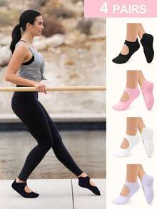 6双装女士镂空瑜伽踝袜，适合芭蕾舞、舞蹈练习，采用防滑设计 - 彩色 - 查看 5