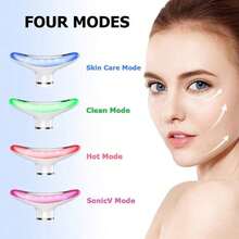 500mAh可充电面部颈部美容按摩器，家用颈脸按摩器，振动加热按摩仪，女士护肤礼品，圣诞礼物