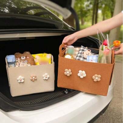 Caixa organizadora dobrável para porta-malas de carro, recipiente multifuncional para armazenamento interno de carro