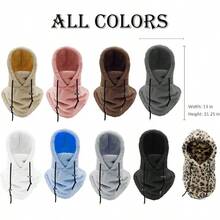 Genérico Sherpa Hood - Balaclava Ski Mask Adjustable Windproof Warm Hood Cover Hat for Winter Fuzzy Ski Mask for Women and Men - Beis - Ver 8