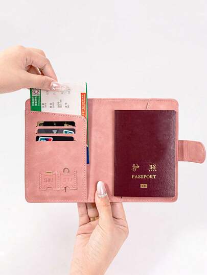 Unisex läderpassfodral för resenärer, RFID-blockerande passplånbok med bagageetikett, minimalistiskt sött passfodral, resegåva, måste-ha för flygplatsen