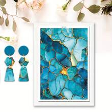 1 件华丽抽象油画系列图案软陶瓷耳环水转印纸彩绘豹纹手工粘土一次性水溶性贴纸 - 彩色 - 查看 14