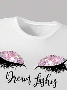 Tween Girl Cartoon Print Long Sleeve Top And Butterfly Print Long Pants Set - White - View 3