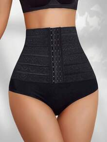 Adjustable Waist Trainer For Abdominal Control, Thin Waist Cincher With Non-Rolling Closure - Black - View 4