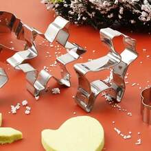 6 PIEZAS/1 SET Moldes para galletas navideñas, moldes de corte de galletas de acero inoxidable con diseños de árboles de Navidad, muñecos de nieve, bastones de caramelo, renos y copos de nieve, herramientas para hornear pasteles y galletas, moldes de cocina para hornear, moldes de galletas navideñas como regalo - Plateado - Ver 7