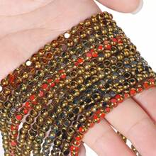 خرز زجاجي كريستالي دائري بقطر 4 مم ذهبي متعدد الوجوه فضفاض للتباعد لصنع الأصداف والأساور والقلائد والمجوهرات DIY - خرز دائري - مشاهدة 3