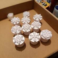 10pcs Snowflake Stamps, Christmas Pottery Clay Seals For DIY Projects, Perfect Christmas And Birthday Gift Ideas – Festive Craft Supplies, Holiday Crafts, Creative Projects, Artistic Seals, Snowflake Design