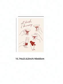 1 pieza Póster de impresión de bebida navideña sin marco, decoración de carrito de bar de vacaciones, impresión de brindis, comer, beber y ser feliz, pintura de arte de pared de lienzo para sala de estar, dormitorio, decoración de dormitorio, póster divertido, decoración de pared, impresiones de dormitorio, arte de bebida navideña, decoración de carrito de bar, póster de cóctel navideño, impresión de alegría festiva
