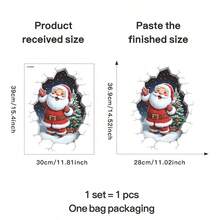 Pegatina de vinilo extraíble de Papá Noel rompiendo la pared para decoración navideña del hogar y la sala de estar, fácil de aplicar, pegatinas navideñas brillantes de PVC para la sala de estar, el dormitorio y la decoración del hogar