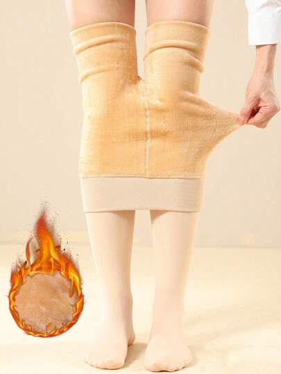 1 Pair Women's Thermal Lined Tights, Thick Warm Leggings For Autumn/Winter, Stretchy Solid Color Slim Fit Business Pantyhose