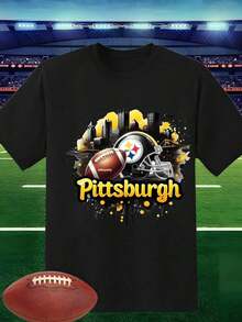 2026 Young Girls' Boys' T-Shirt Young Boy'sGirl's Cotton Graphic Tees  Pittsburgh Football Team T Shirt 100 Percent Cotton Graphic Tee For Men Women Pittsburgh Steelers Design Sports Fan Apparel Pittsburgh City Theme Shirts Top Quality Soft Comfortable Black Summer T-Shirts With Colorful Retro Print, Gift For Fans, Round Neck Short Sleeve T-Shirt, Fun, Vintage T-Shirts For Boys Boy Clothes For Kids Girls Clothes Tween Girl Clothes Girls Outfits Girls Clothing Teen Girls Clothes Quick Ship Tops For Women Men New Year Outfit Family Matching Tshirts Gift For New Year - 黑色 - 查看 8