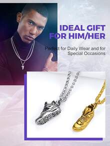 Richsteel 3D/Basketball/Soccer/Baseball Ball Boxing Glove Cool Pendant Men, 316L Stainless Steel Sneaker Chain,Sport Fan Jewelry - 04-鋼製運動鞋 - 查看 5