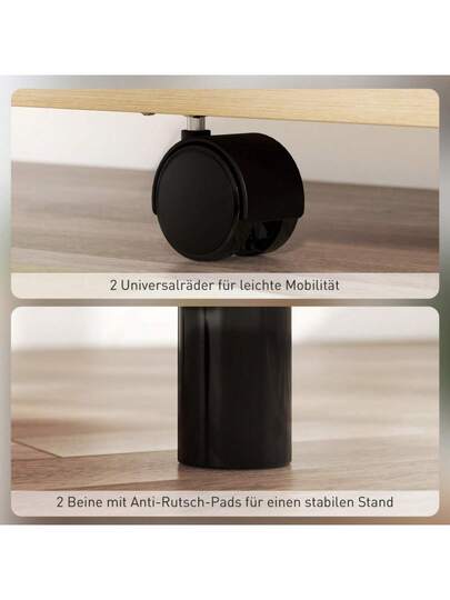 HOMCOM Rollbarer Podium St Lectern Folding Side Wings, Laptop Bureau Drawer Shelves, Oak Look view 5