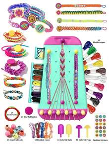 Kit de manualidades completo para hacer pulseras y collares - Juego de joyería hecha a mano con cuerdas de color rosa/verde/amarillo, cuentas, dijes y herramientas - Excelente para proyectos creativos de adolescentes, regalos de cumpleaños, Navidad y todas las temporadas, cuentas para hacer joyería - Multicolor - Ver 4