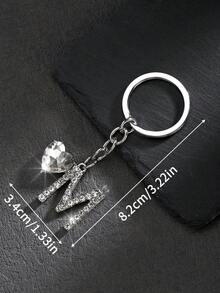 1pc Fashionable European And American Unisex Stylish High-Grade Letter Shape Hollow Out Rhinestone Decor Metal Keychain Bag Charm Car Accessories School Cute Goth Y2k - Silver - View 40