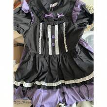 Cuteighteen - Vestido de princesa Lolita para adolescentes diseño de lazo kawaii delantal disfraz de anime fiesta de cosplay - Negroymorado - Ver 5