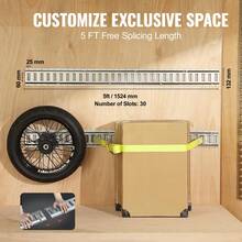 E Track Kit de rieles de amarre, 34 piezas de 5 pies E-Tracks incluye 8 rieles de acero y 2 ranuras individuales y 8 anillos tóricos y 8 amarres con anillo en D y 8 tapas de extremo, accesorios de segurid ad para carga, motocicletas y bicicletas - 5 pies 32 piezas - Ver 4