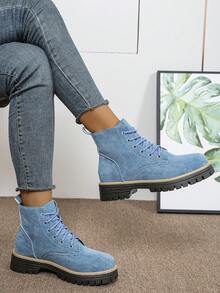 Women's Fashion Sneakers | Casual Low-Top Lace-Up Shoes With Vibrant Floral Patterns | Comfortable Rubber Sole | Suitable For All Seasons | Especially Suitable For Casual Wear And Leisure Shoes | Floral Pattern Shoes | Rubber Sole Sneakers - Blue - View 5