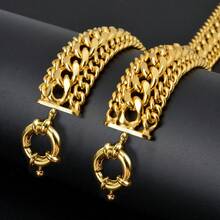 1 pieza Brazalete cadena de marinero con patrón geométrico de cruce clásico y ancho, uso versátil diario, regalo festivo - Dorado - Ver 4