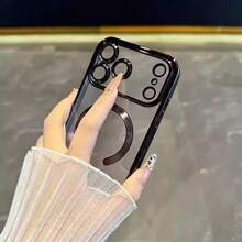 Magnetic Clear For IPhone 17 17 Air 17 Pro 17 Pro Max Case With Camera Lens Protector [Compatible With MagSafe] Luxury Plating Edge Slim Soft TPU Cover Protective Phone Case Compatible With IPhone 13 11 16 Pro Max 15 14 12 X XR XS 7 8 Plus 16e