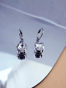 1 对闪亮锆石钩形耳环，设计精美的铜首饰，流苏耳环适合男士和女士日常佩戴 - 銀色 - 查看 5