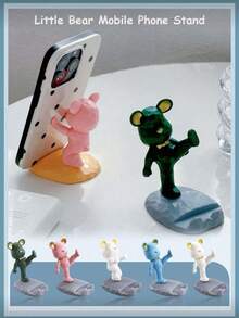 1pc Cute Cartoon Bear Shaped Phone/Tablet Stand, Compatible With Smartphones And Tablets, Suitable For Office Desk, Bedside, Living Room, Study, Bedroom, Back To School Gift - Multicolor - View 8