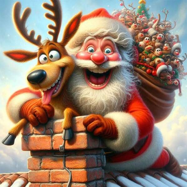 Kit de pintura diamante 5D faça você mesmo, design de chaminé de escalada do Papai Noel, conjunto completo de pintura artística com diamante, adequado para adultos iniciantes, decoração de parede e presente com arte diamante