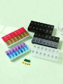 Weekly Pill Organizer With AM/PM Compartments, Colorful/Dual-Tone 7-Day Medication Dispenser, Portable Pill Case For Vitamins, Supplements And Daily Medications - Bluish Violet - View 7