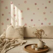 Delicate Pink Flower Wall Decal Set, Removable Self-Adhesive Vinyl Stickers To Add Soft Romantic Ambiance For Living Room Decor - Multicolor - View 3
