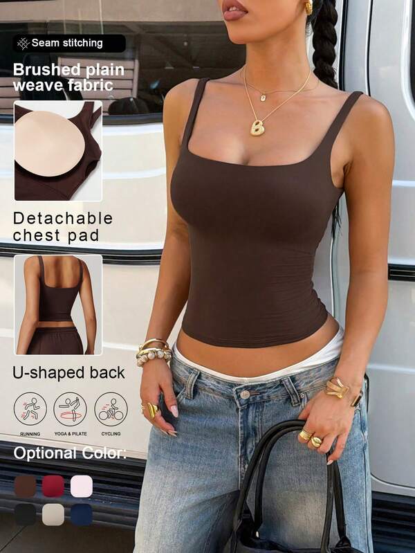 Chaleco deportivo para mujer Aoqta, informal, para deportes al aire libre, running, fitness, de unicolor, con espalda descubierta y cuello halter, adecuado para yoga y pilates