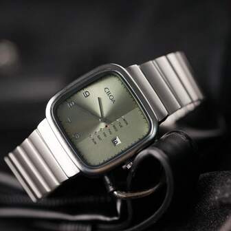 1 件 CILOA 方形高端虫洞概念优质品牌正品男士防水石英运动手表，休闲日常佩戴