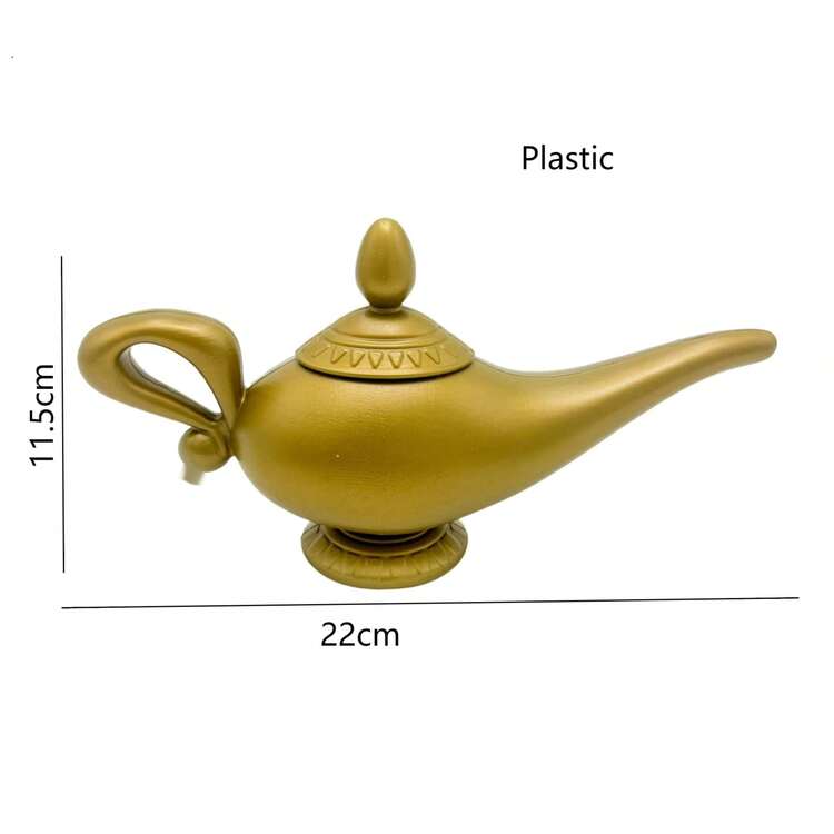 复古魔法灯服饰配饰礼品，经典阿拉伯道具花盆装饰（金色），奢华金色图案搜索横幅魔法灯，宫廷宴会装饰摆件魔法灯，手工魔法灯装饰礼品，生日毕业礼物 - 金色 - 查看 12