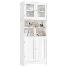 FURCHEN Bathroom Cabinet Bathroom Cabinet With Open Compartment And 4 Doors Wooden Kitchen Cabinet With Adjustable Shelf White 147.5 X 60 X 30 Cm - 白色 - 查看 2