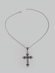 DareSee Collier à la mode et populaire pour hommes avec pendentif croix en alliage, pour un cadeau de bijoux et un look élégant. Cadeau pour un festival de musique - Multicolore - Voir 2