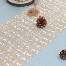 1 pieza Camino de mesa serie árbol de Navidad con copos de nieve y piñas de 270cm*28cm, decorativo rectangular de estilo lino simple para uso en comedor, fiesta y hogar en invierno - Caqui - Ver 8