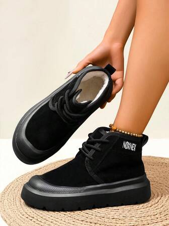 QGM SPORTS 精选女士冬季雪地靴 时尚加厚保暖内衬靴 女士休闲厚底保暖雪地靴 日常穿着 冬季户外鞋 毛绒靴