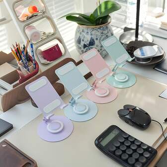 1個 多機能 全金属製 調整可能 デスクトップ スマホホルダー、360度回転式デザイン、折りたたみ式 ポータブル スマホスタンド、デスク用、必需品 ハンズフリー ツール、クリスマスプレゼント/新年プレゼント、モバイルデスクトップスタンド、回転&折りたたみ、ライブ配信やドラマ視聴に最適な高品質スタンド