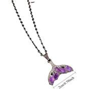 1 قطعة قلادة ذيل حورية البحر من الأمثيست الطبيعي، مجوهرات بأسلوب أوروبي وأمريكي مرصعة بالكريستال، إكسسوار DIY - قلادة ذيل السمكة - مشاهدة 5