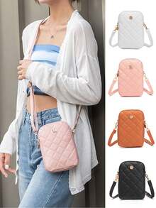 Neue modische minimalistische Damen Rhombus Muster Umhängetasche, kleine quadratische Geldbörse, lässige Pendler Umhängetasche für Outdoor-Einkäufe - Verschiedenfarbig - Übersicht 1