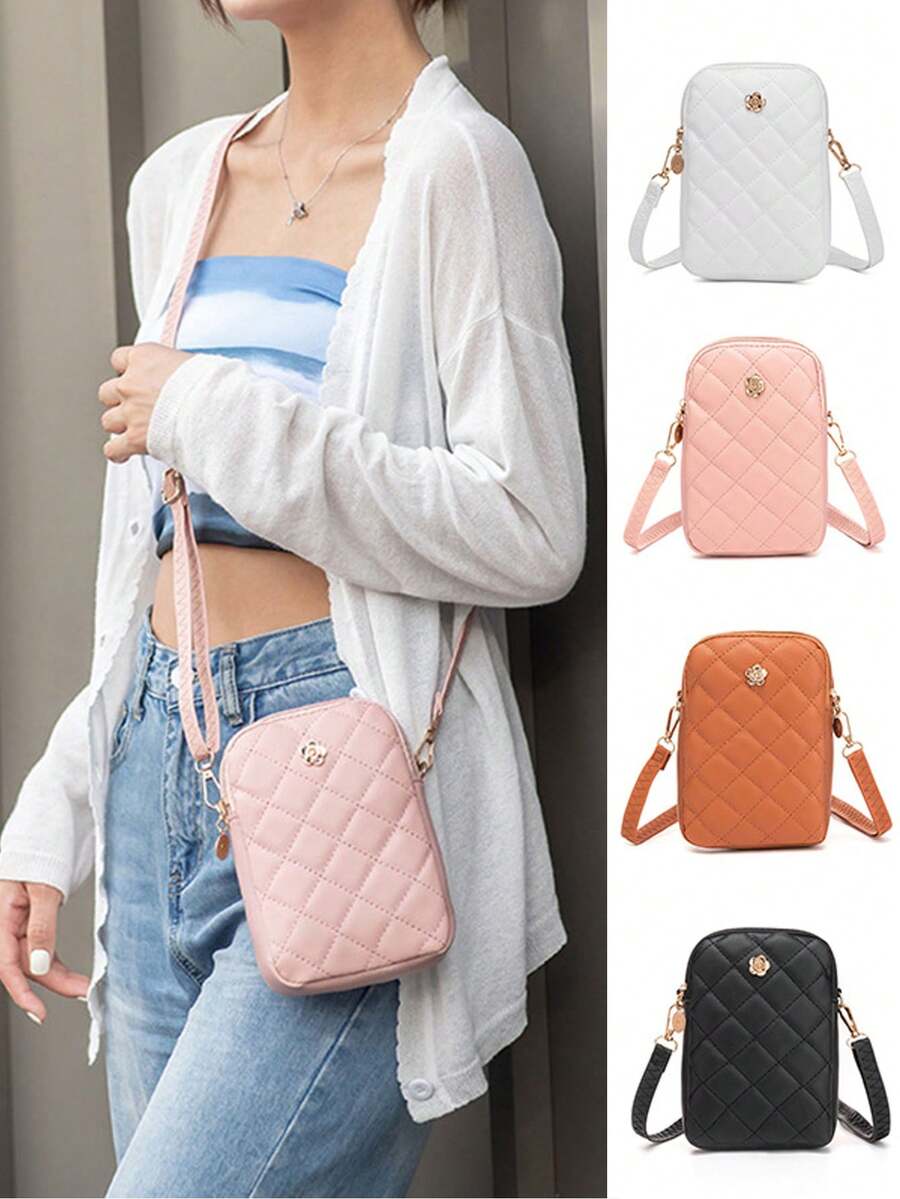 Neue modische minimalistische Damen Rhombus Muster Umhängetasche, kleine quadratische Geldbörse, lässige Pendler Umhängetasche für Outdoor-Einkäufe - Verschiedenfarbig - Übersicht 1