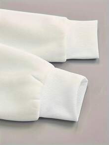 Women's Casual Solid Color Pullover Hoodie, Long Sleeve Round Neck Sweatshirt, Warm Sports American Style Autumn/Winter Jacket - Autumn/Winter New Arrivals: Unisex Casual Loose-Fit Cotton Blend Long-Sleeve Hooded Sweatshirt - 白色 - 查看 4